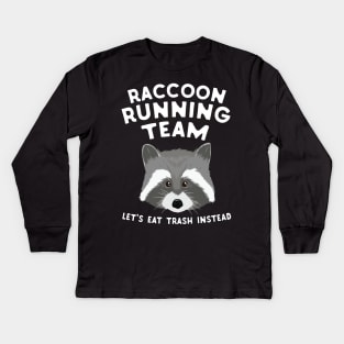 Raccoon Running Team Kids Long Sleeve T-Shirt